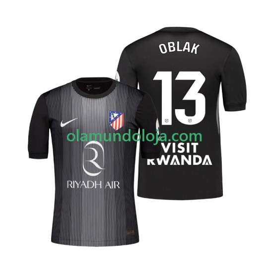 Camisola Atlético Madrid Jan Oblak 13 Guarda-redes Homem Equipamento Segundo 2025-2026 Manga Curta